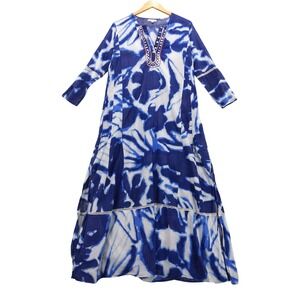 Debbie Katz South Beach Tie Dye Maxi Dress Cover Up Embellished V Neck S